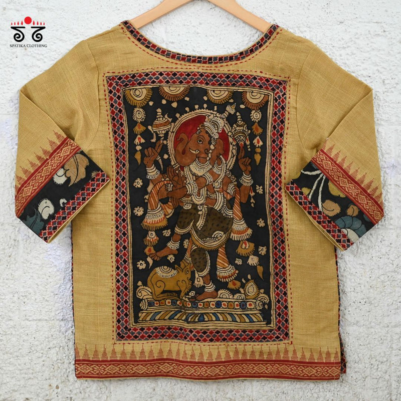 Lord Ganesha Pen Kalamkari Crop Top