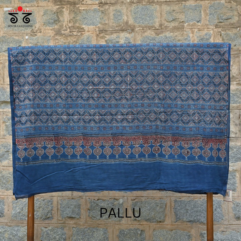 Ajrak on Mulmul Cotton Saree