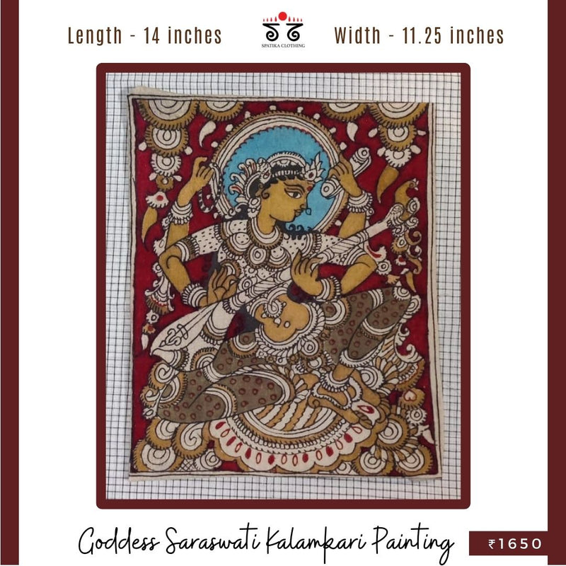 Goddess Saraswati Pen-Kalamkari Painting