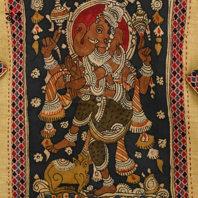 Lord Ganesha Pen Kalamkari Crop Top