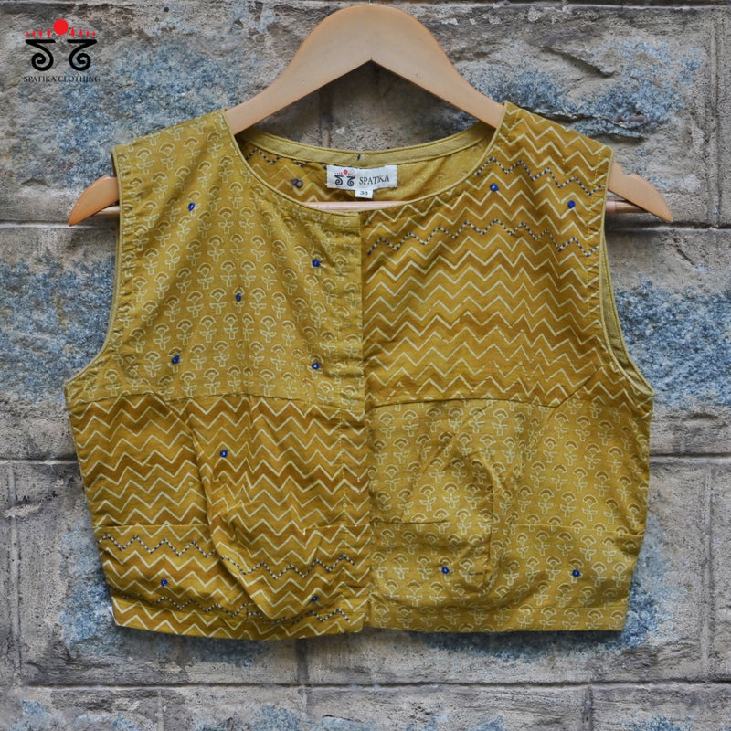 Ajrak HandBlockprint - Sleeveless Blouse