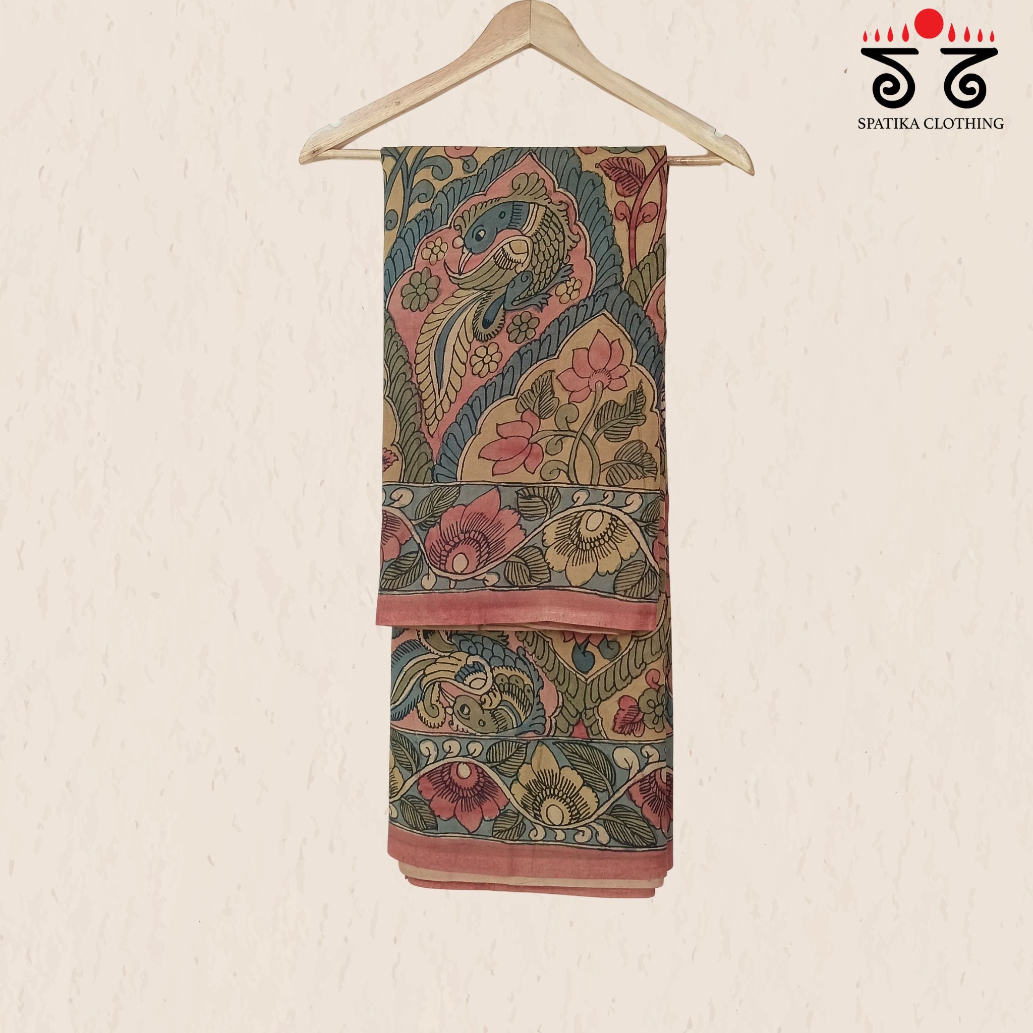 Pen Kalamkari Handpainted Silk Cotton Saree