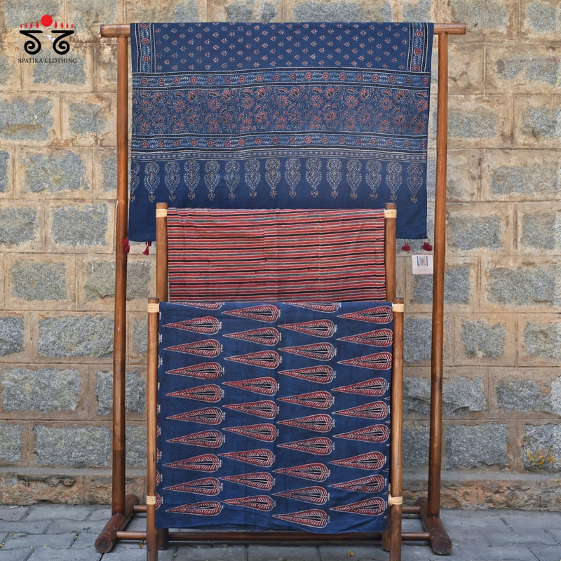 Ajrak Hand - Blockprinted Fabric Set Of 3