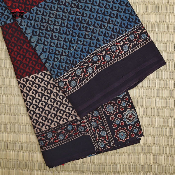 Ajrak on Mulmul Cotton Saree