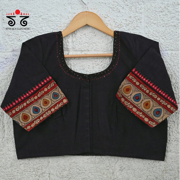 Boondh Pen Kalamkari Hand Embroidered  Blouse