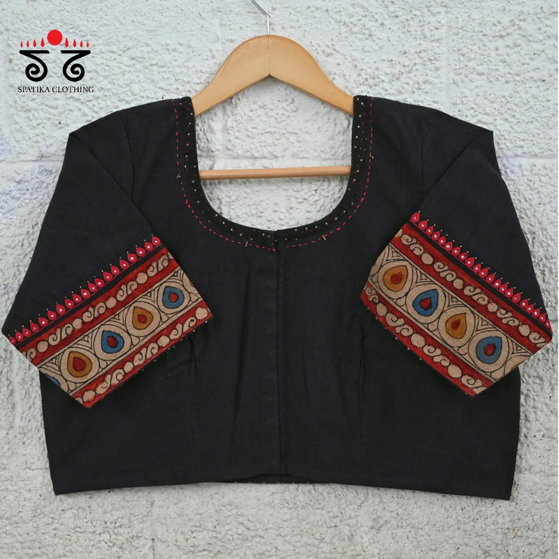 Boondh Pen Kalamkari Hand Embroidered  Blouse