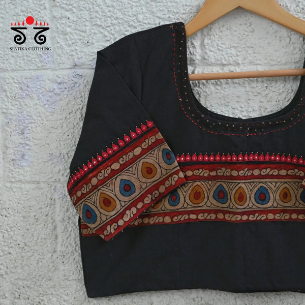 Boondh Pen Kalamkari Hand Embroidered  Blouse