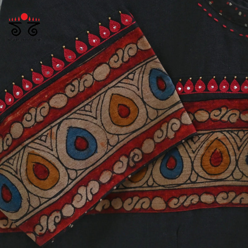 Boondh Pen Kalamkari Hand Embroidered  Blouse