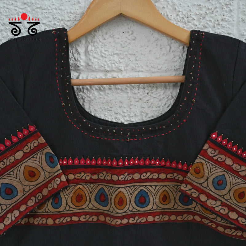 Boondh Pen Kalamkari Hand Embroidered  Blouse