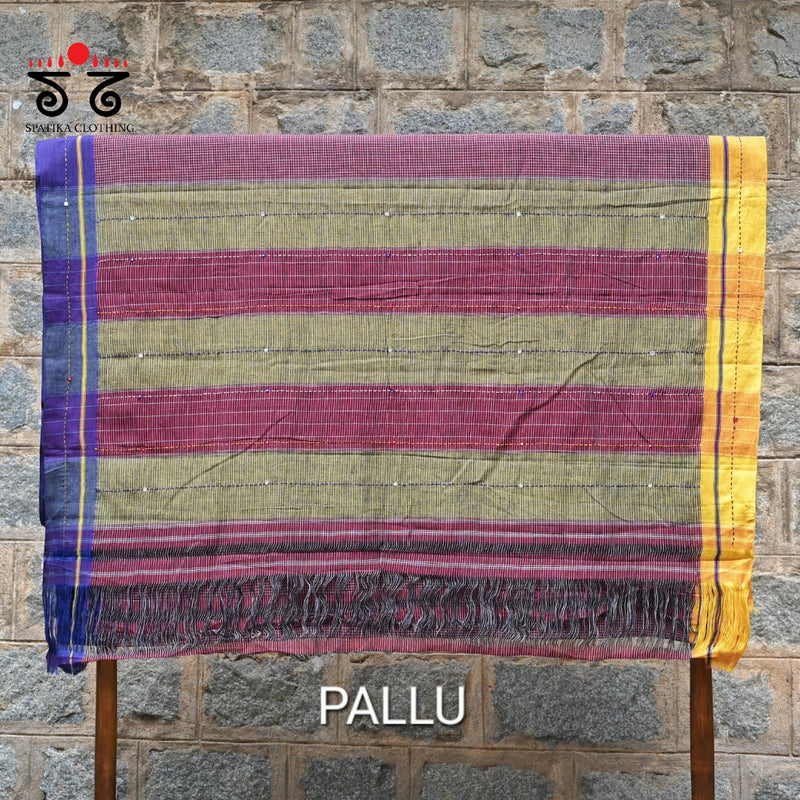 Hand Embroidered Patteda-Anchu saree