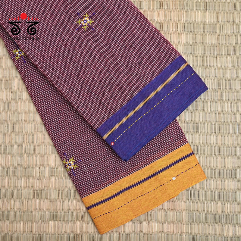 Hand Embroidered Patteda-Anchu saree