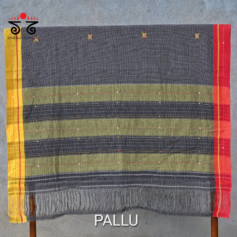 Hand Embroidered Patteda-Anchu saree