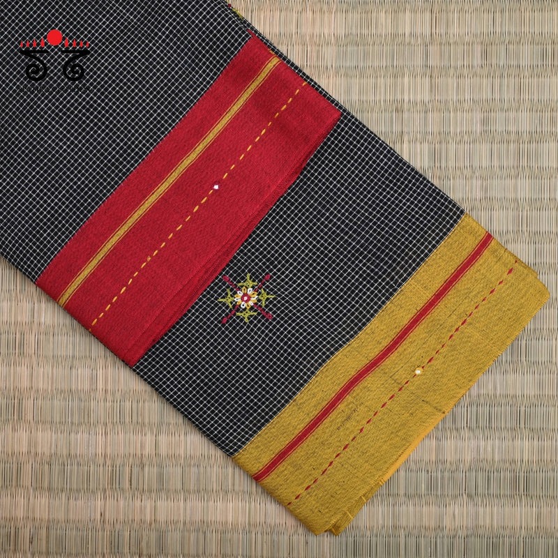 Hand Embroidered Patteda-Anchu saree
