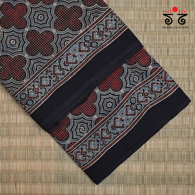 Ajrak on Mulmul Cotton Saree