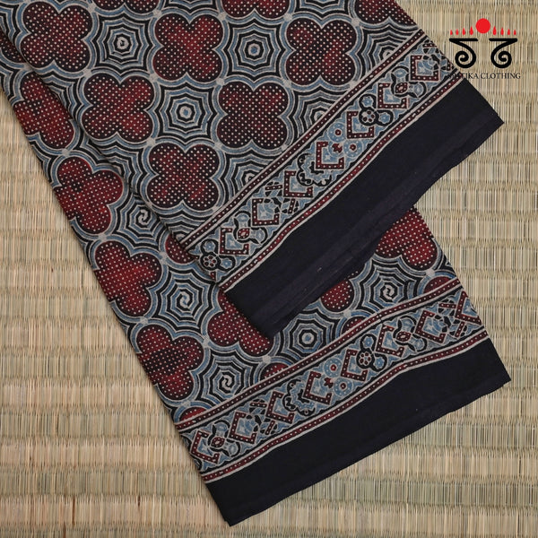Ajrak on Mulmul Cotton Saree