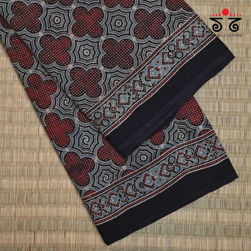 Ajrak on Mulmul Cotton Saree