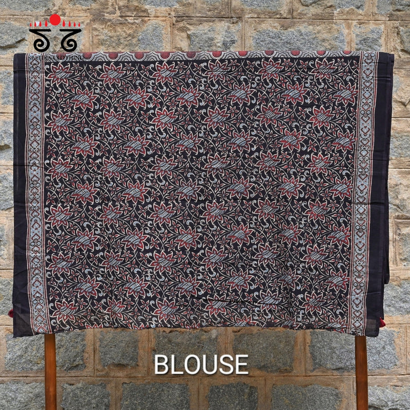 Ajrak on Mulmul Cotton Saree