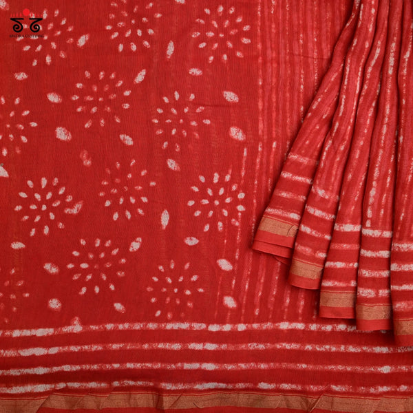 Batik on Chanderi Silk Cotton Saree