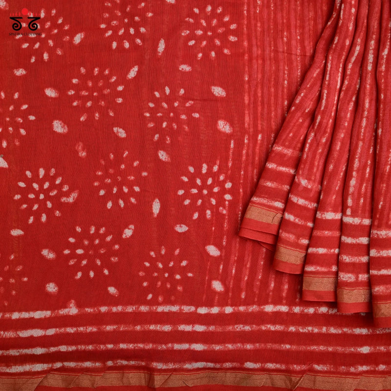 Batik on Chanderi Silk Cotton Saree