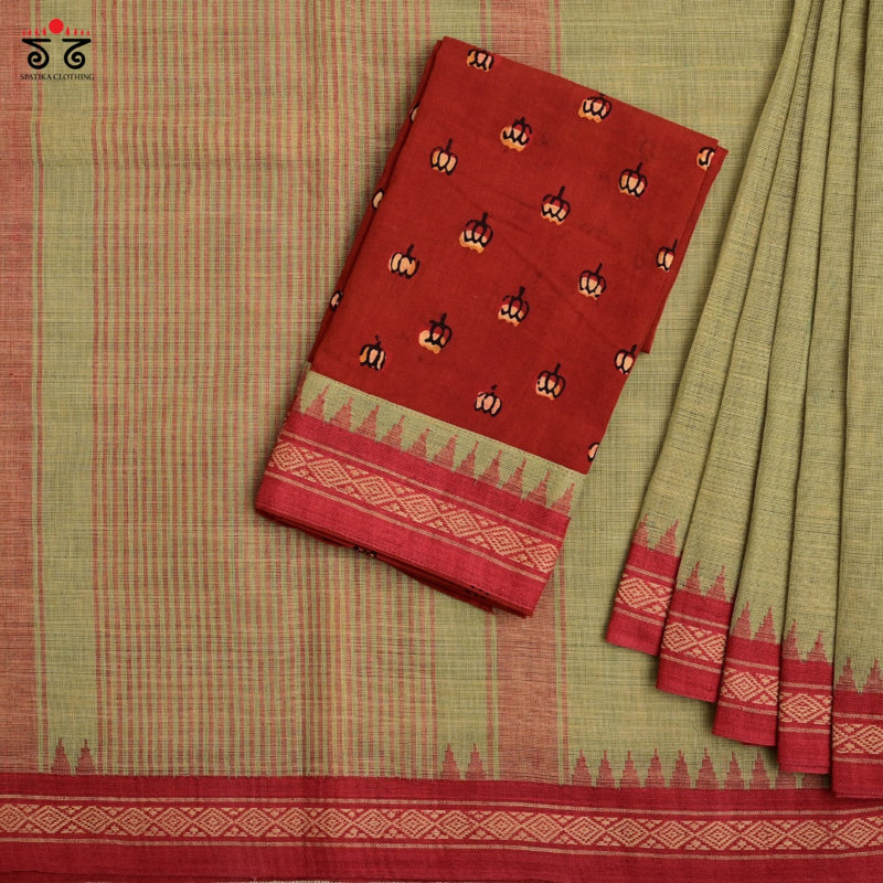 Ponduru Handspun Saree With Ajrak Special Blouse