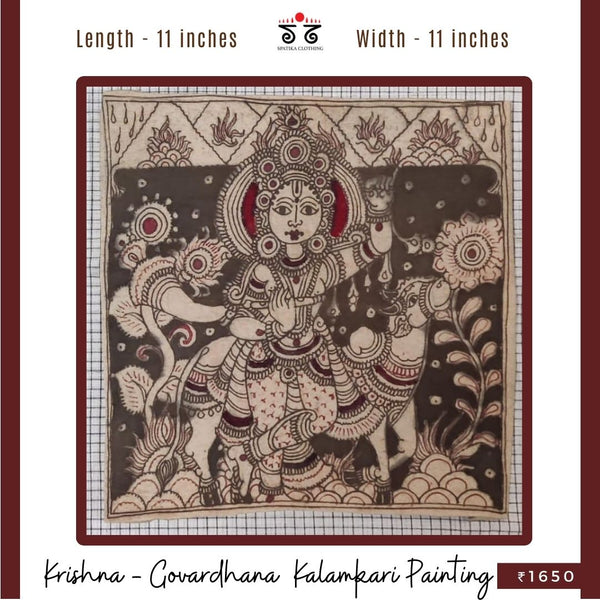 Krishna - Govardhana  Pen-Kalamkari Painting