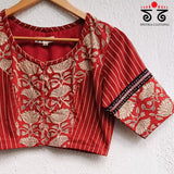 Red Half & Half Bagru Blouse - New Version