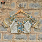 Pen Kalamkari Kerala Kasavu  Blouse