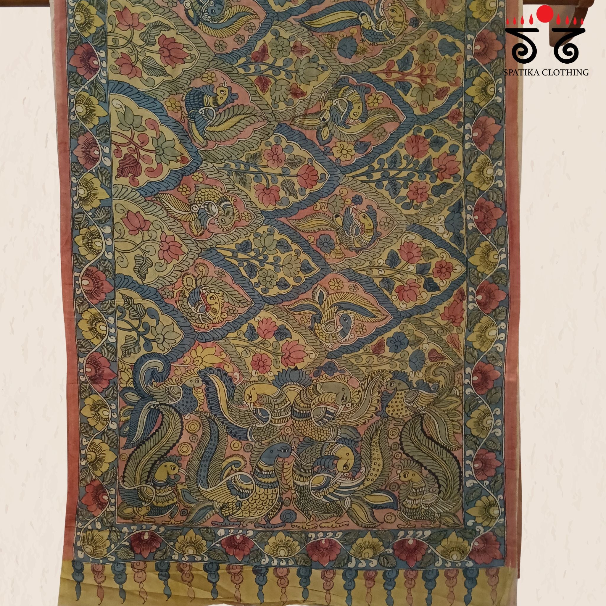 Pen Kalamkari Handpainted Silk Cotton Saree