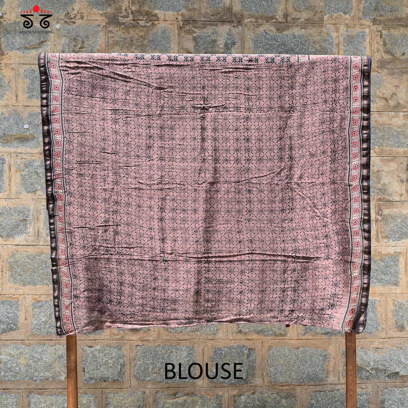 Ajrak on Chanderi Cotton Saree