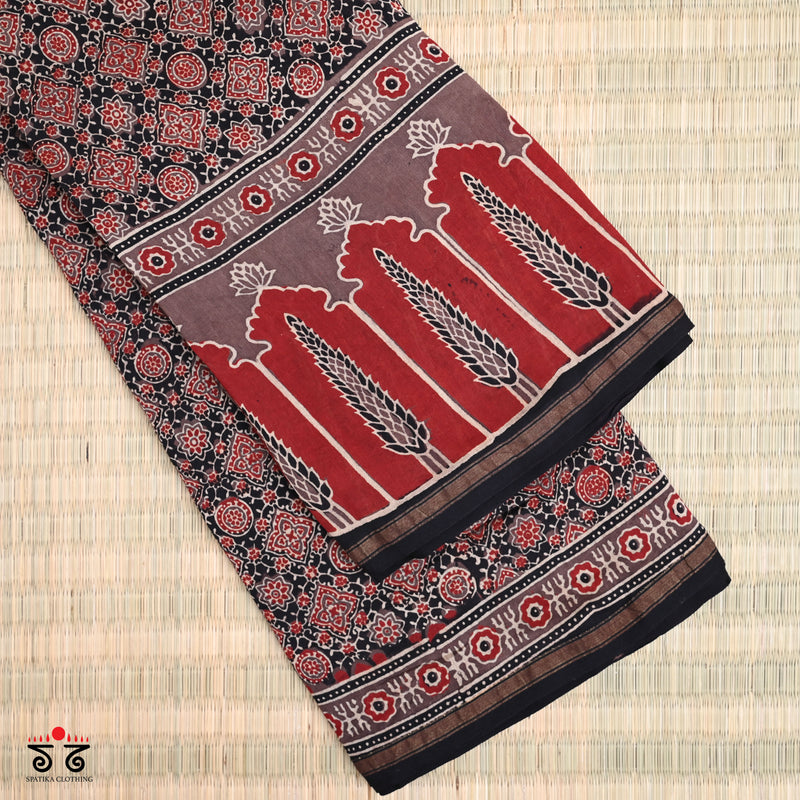 Ajrak on Chanderi Cotton Saree