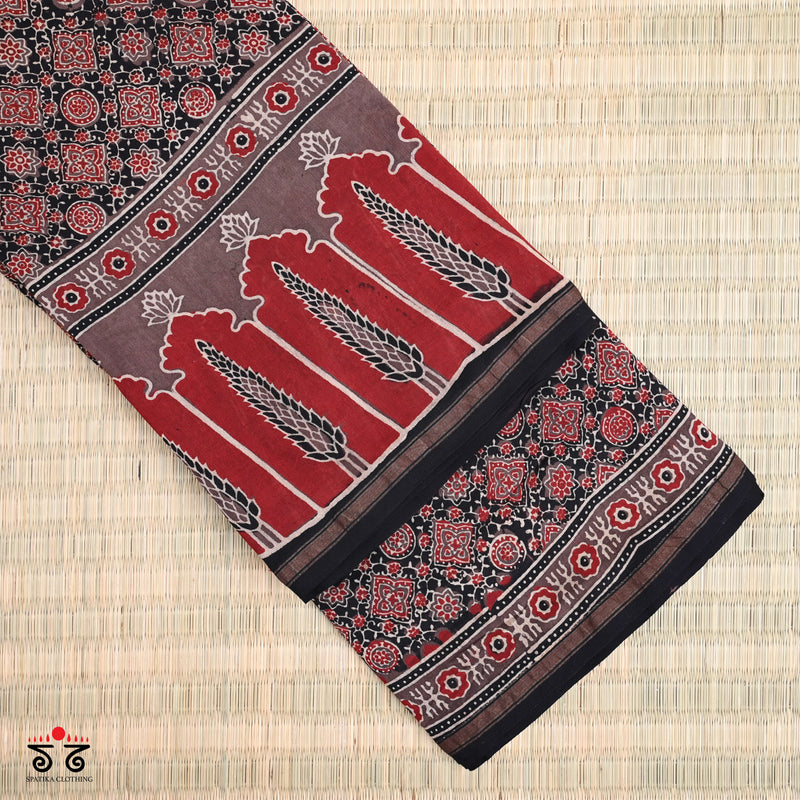 Ajrak on Chanderi Cotton Saree