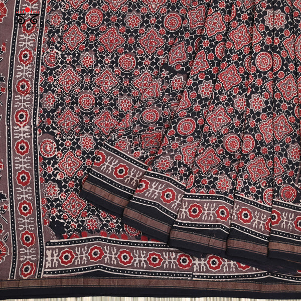Ajrak on Chanderi Cotton Saree