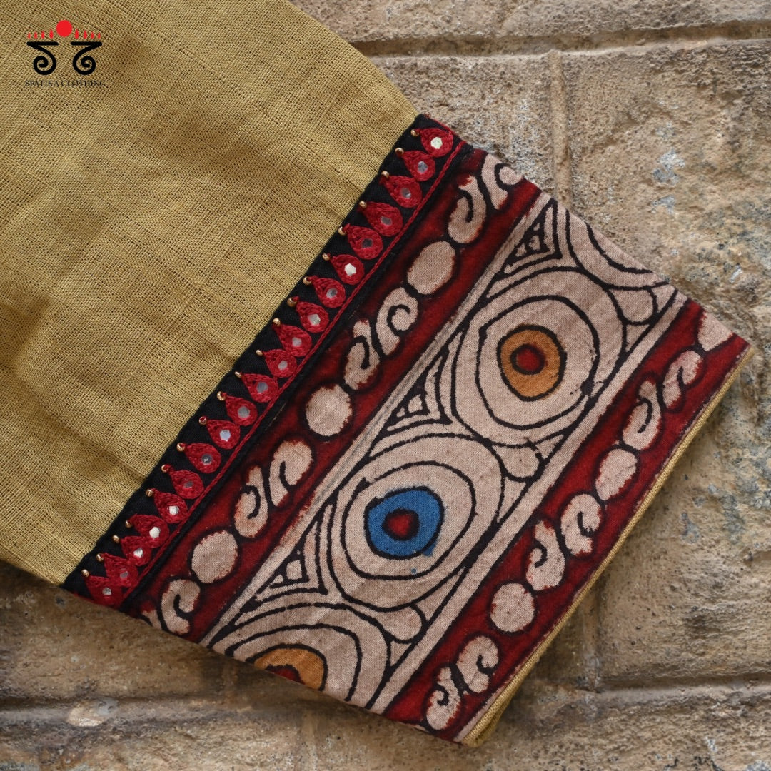 Boondh Pen Kalamkari Handembroidered  Blouse