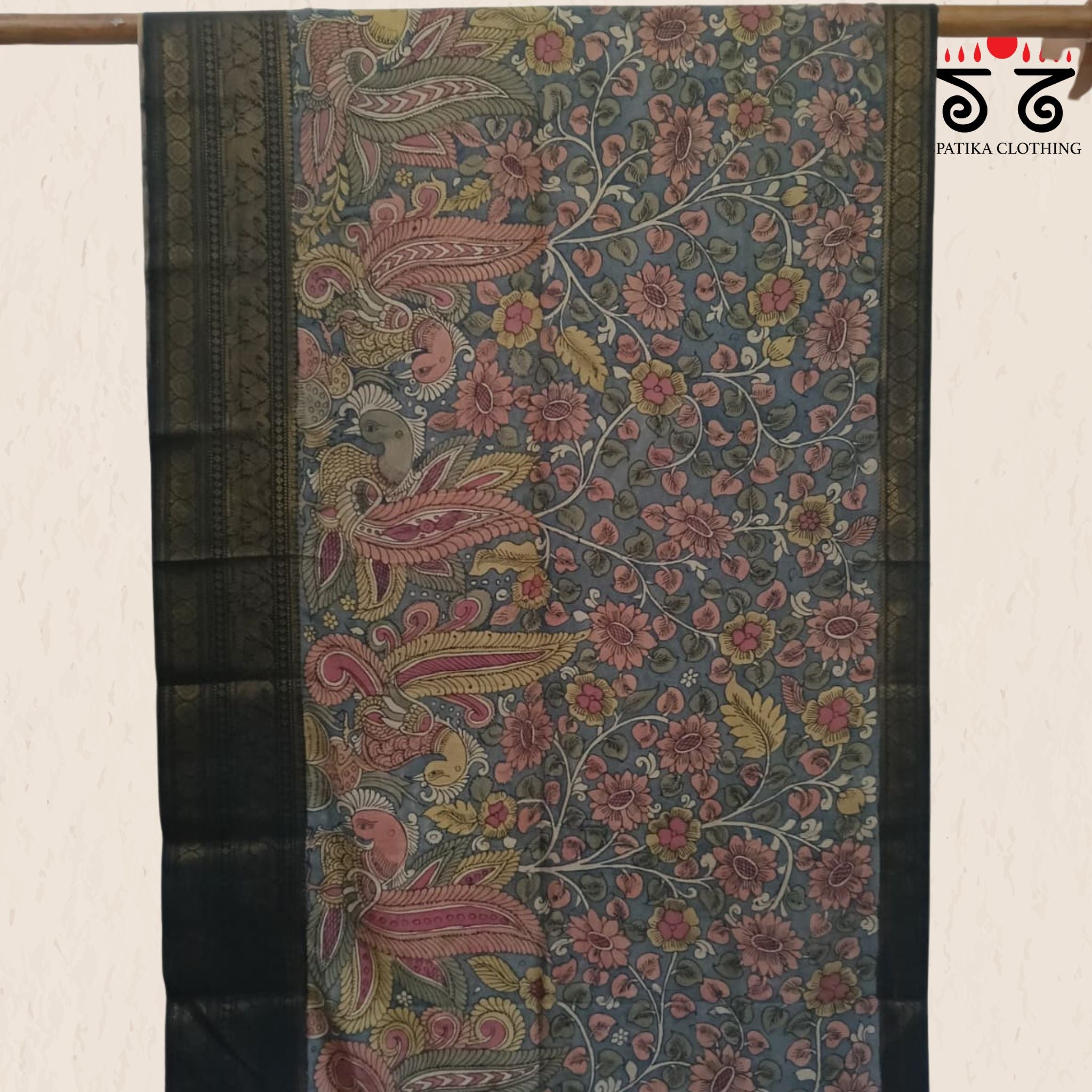 Pen Kalamkari Handpainted Silk Cotton Saree