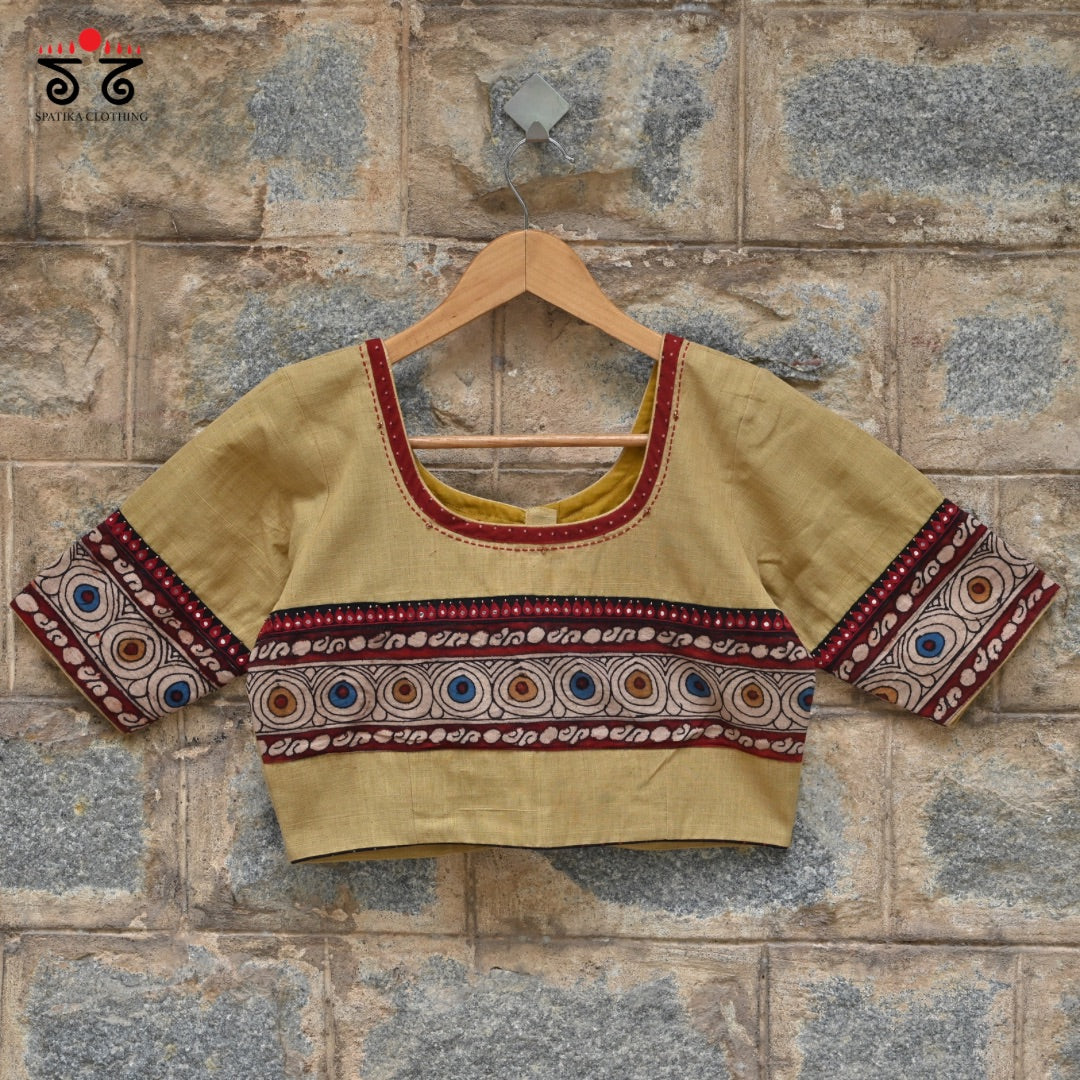 Boondh Pen Kalamkari Handembroidered  Blouse