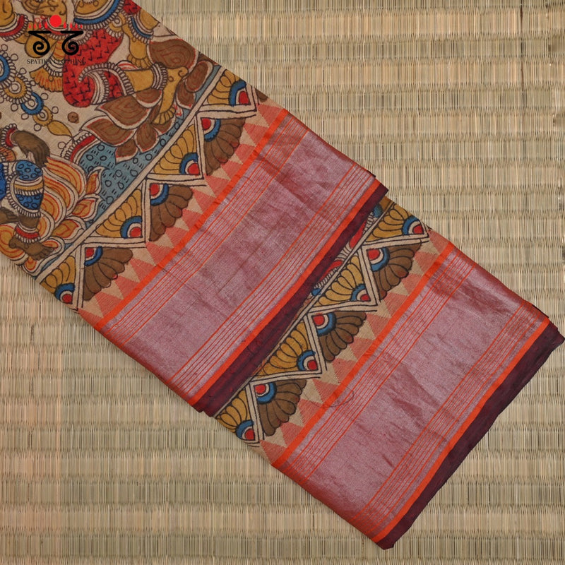Pen Kalamkari on Ponduru Saree