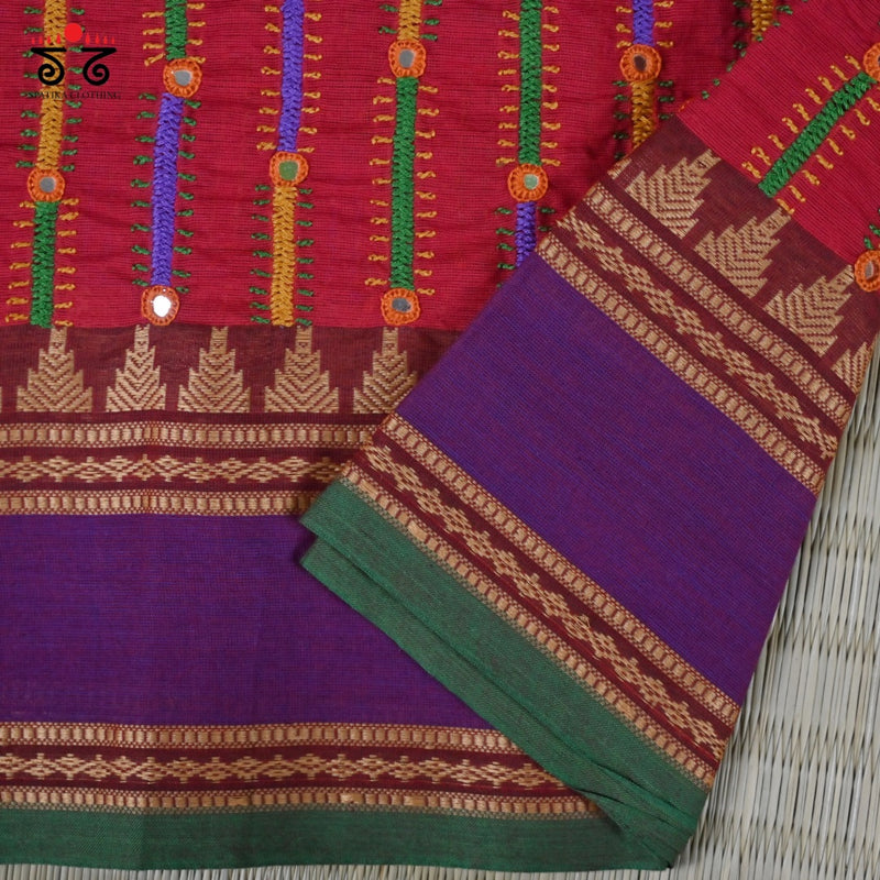 Chettinad Cotton - Banjara Hand Embroidered Blouse Fabric