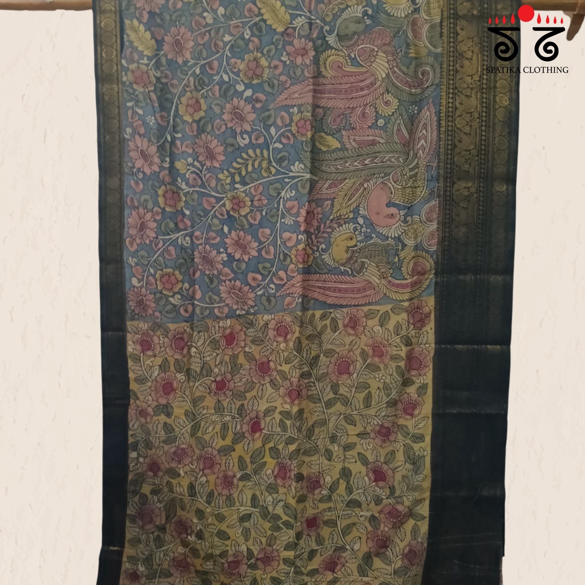 Pen Kalamkari Handpainted Silk Cotton Saree