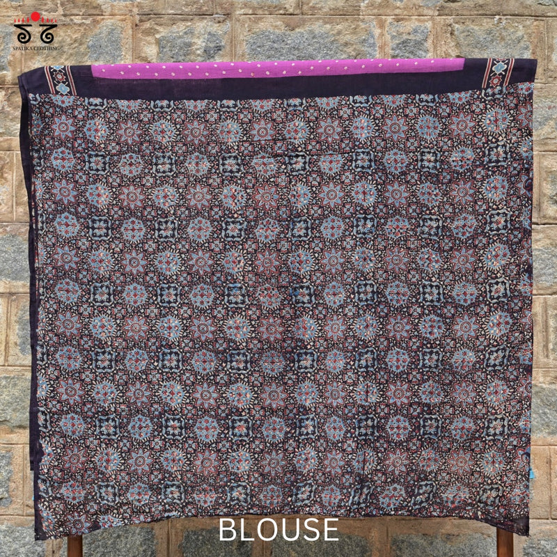 Ajrak Bandhani on Mulmul Cotton Saree