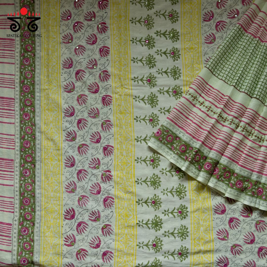 Banjara Handembroiderd Sanganeri Saree
