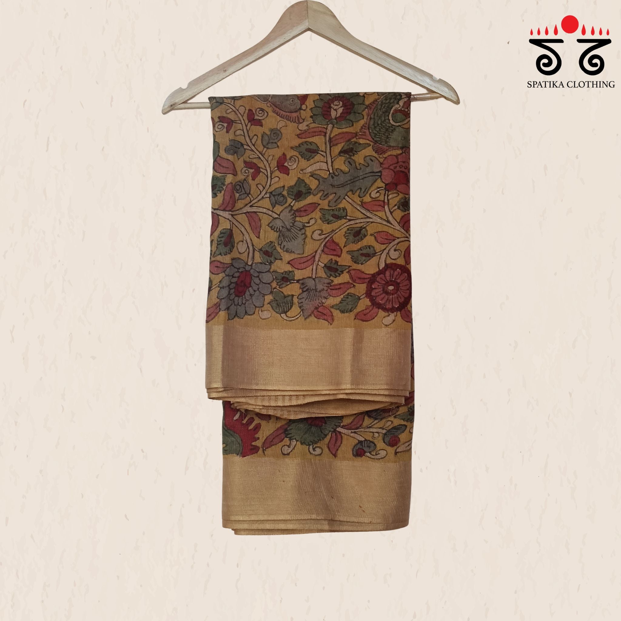 Pen Kalamkari Handpainted Silk Cotton Saree