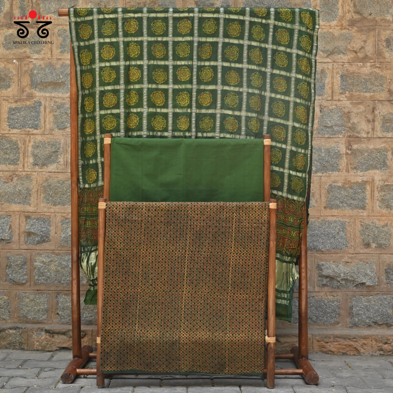 Ajrak Hand - Blockprinted Fabric Set Of 3