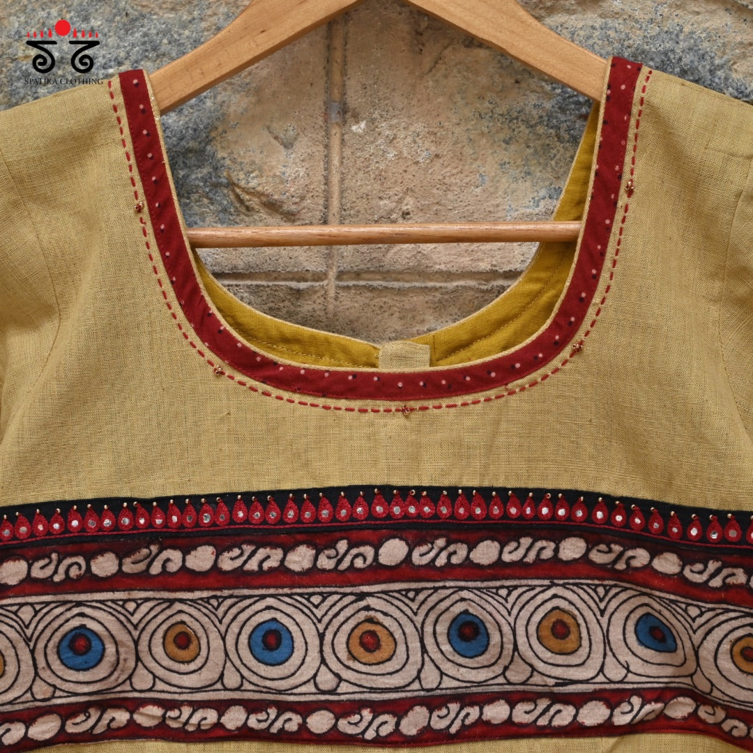 Boondh Pen Kalamkari Handembroidered  Blouse