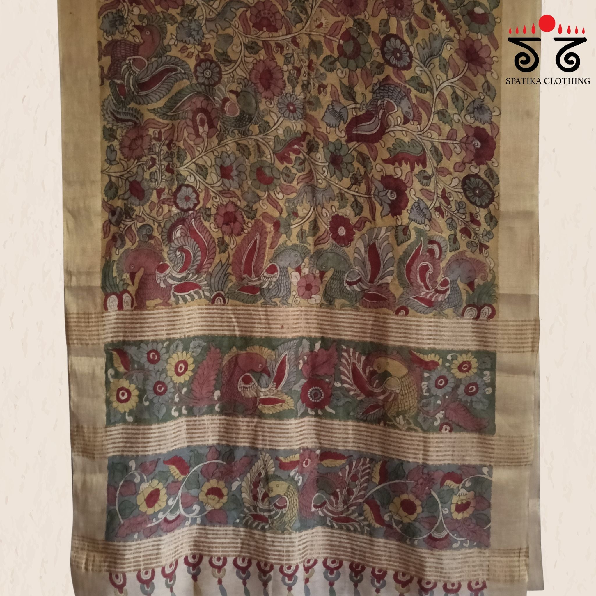 Pen Kalamkari Handpainted Silk Cotton Saree