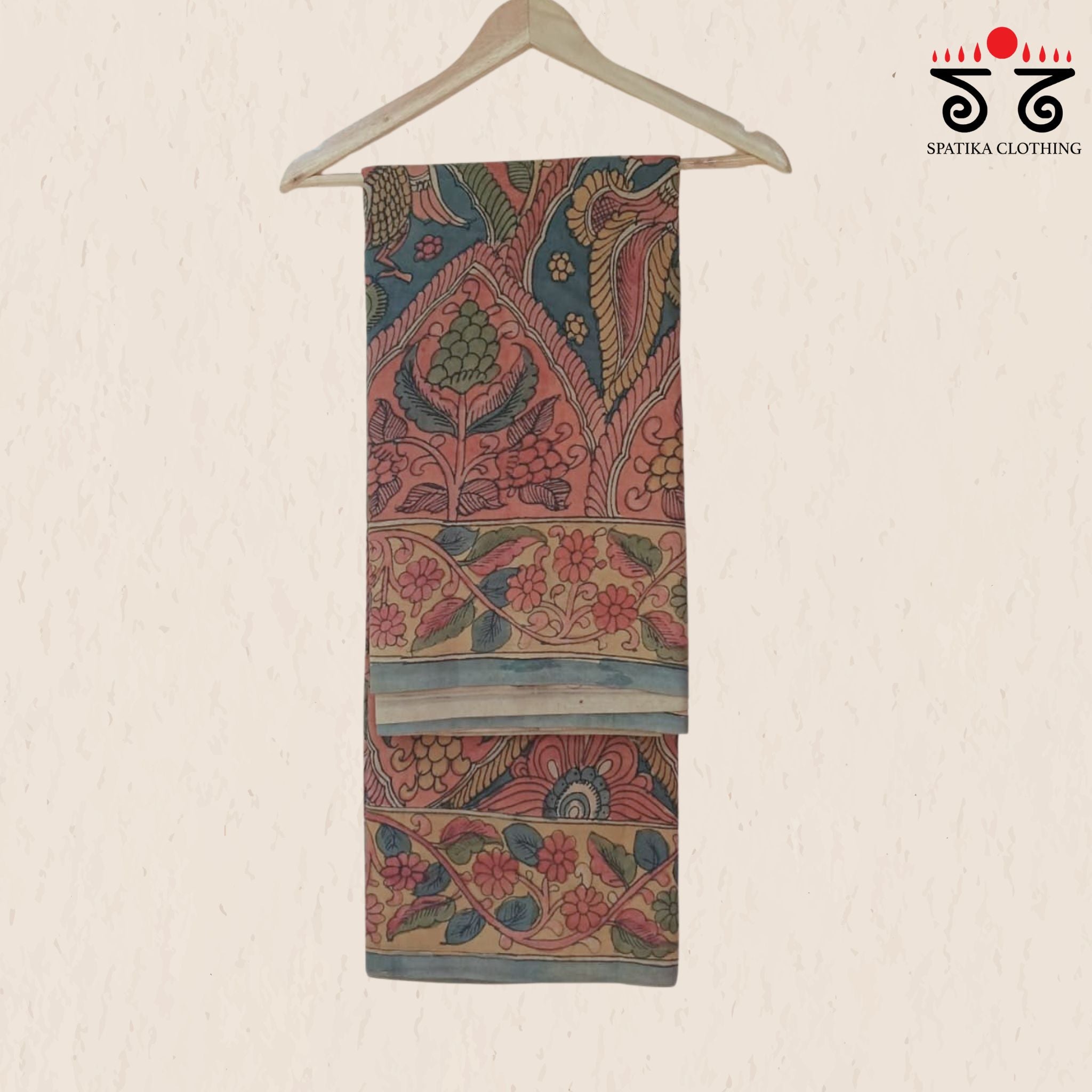 Pen Kalamkari Handpainted Silk Cotton Saree