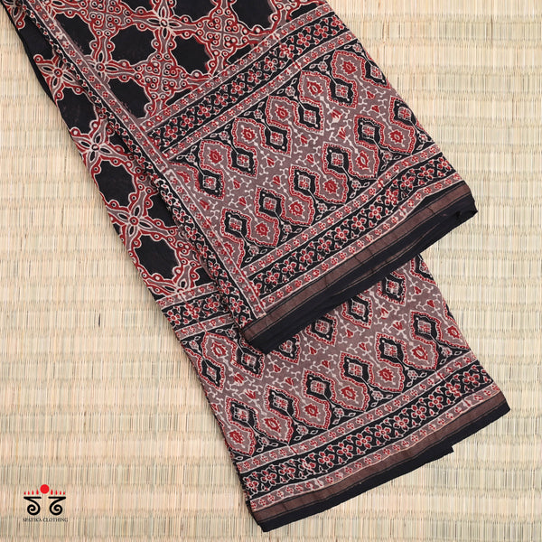 Ajrak on Chanderi Cotton Saree
