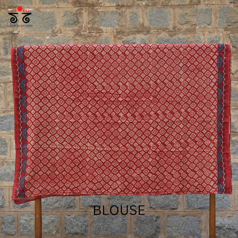 Ajrak on Mulmul Cotton Saree