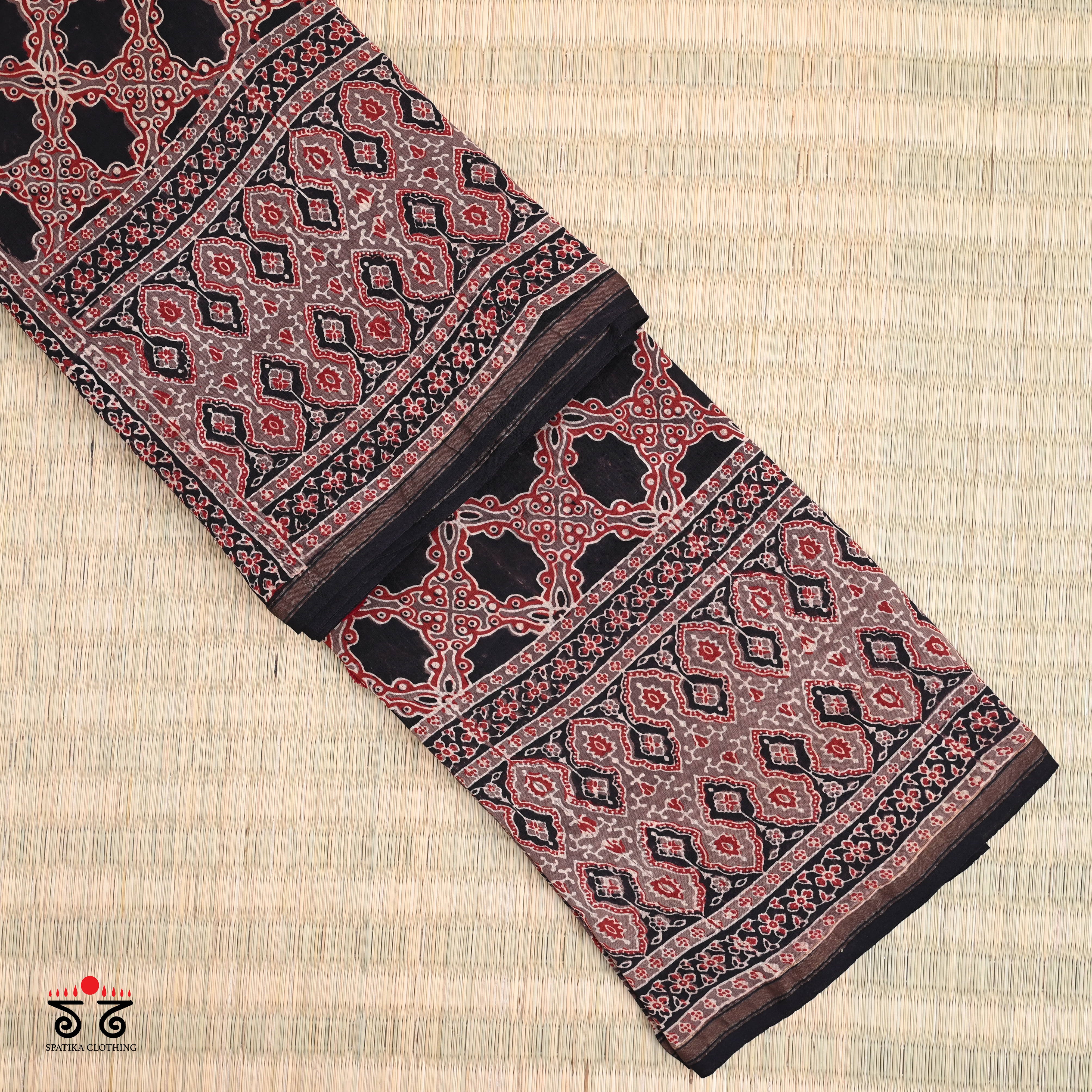 Ajrak on Chanderi Cotton Saree