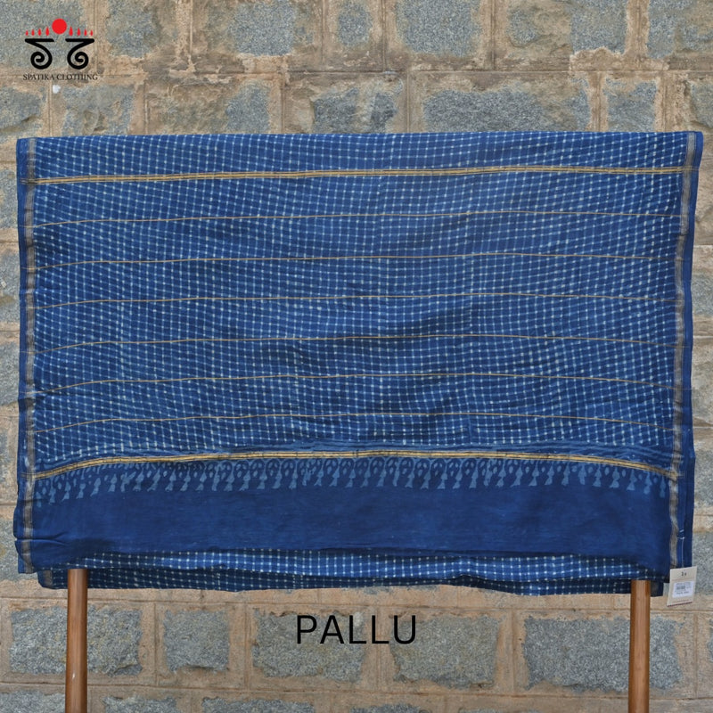 Hand block Print on Chanderi Silk Cotton Saree