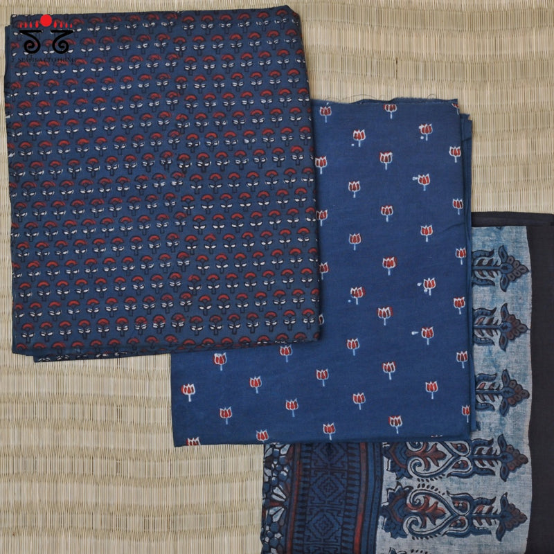 Ajrak Hand - Blockprinted Fabric Set Of 3